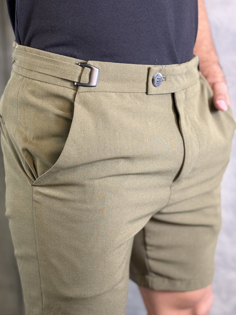 BERMUDA MIAMI AJUSTE DE HEBILLA PUNTO H VERDE MILITAR