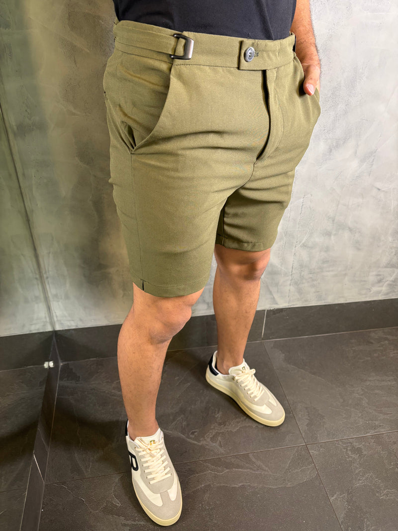 BERMUDA MIAMI AJUSTE DE HEBILLA PUNTO H VERDE MILITAR